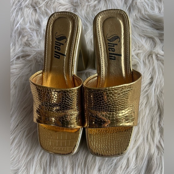Shein Gold Platform Heels Size 6 - Picture 5 of 9